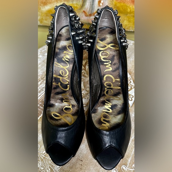 EUC SAM EDELMAN “Lorissa” Rockstar Glam Pumps in Black Leather Size 9.5 Intact!! - Picture 8 of 16